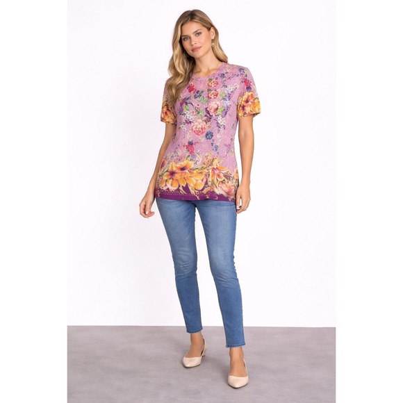 Johnny Was Tops - JOHNNY WAS Floral Top Blouse MEDIUM Pink Boho Bamboo Made Women's T15422-5